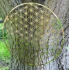 Blume des Lebens Wandschmuck - 25cm Edelstahl vergoldet - 5 dimensional